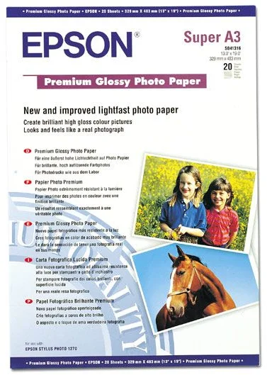 Epson Premium Glossy Photo Paper, DIN A3+, 255g/m2, 20 listov C13S041316
