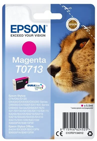 Epson T0713 Magenta 5,5ml pre Stylus D78/DX4000/DX5000/DX6000/DX7000F - originálne C13T07134012