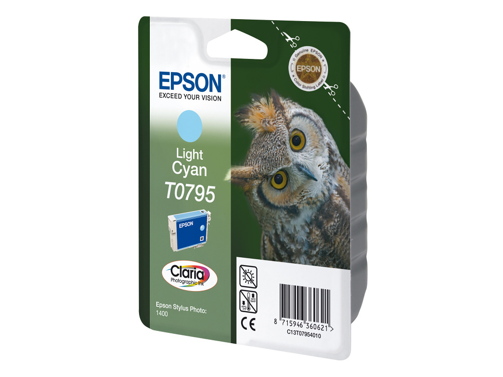 Epson T0795 Light Cyan Claria Photographic Ink 11ml pro Stylus Photo 1400 - originální