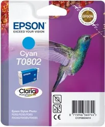 Epson T0802 Cyan CLARIA 7,4ml pre Stylus Photo PX650,PX700W,PX710W,PX800FW,PX810FW,R265,R285,R360,RX585,RX68 - originálne C13T080