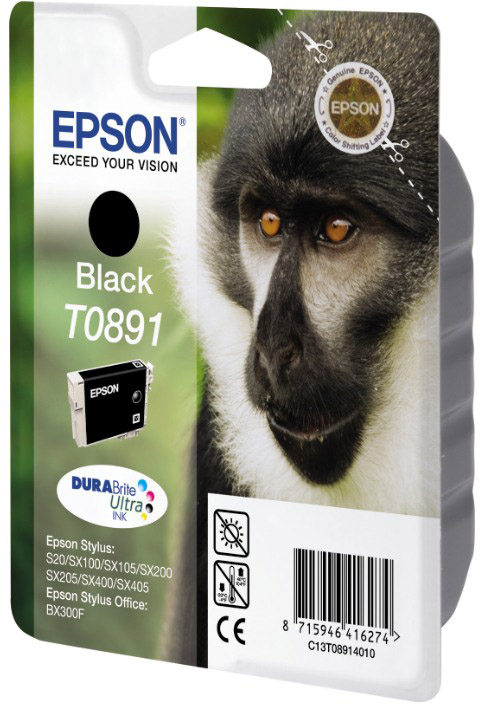 Epson T0891 Black 5,8ml pre Stylus S20/SX100/SX200/SX400 - originálne C13T08914011