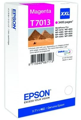 Epson T7013 XXL Magenta až 3400 strán, pre série WP4000/4500 (WP-4015,WP-4025,WP-4515,WP-4525,WP-4535,WP-4545) - originálne C13T7