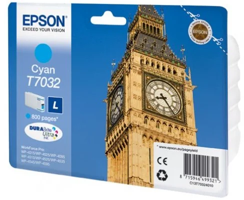 Epson T7032 L Cyan, až 800 strán, pre série WP4000/4500 (WP-4015,WP-4025,WP-4515,WP-4525,WP-4535,WP-4545) - originálne C13T703240