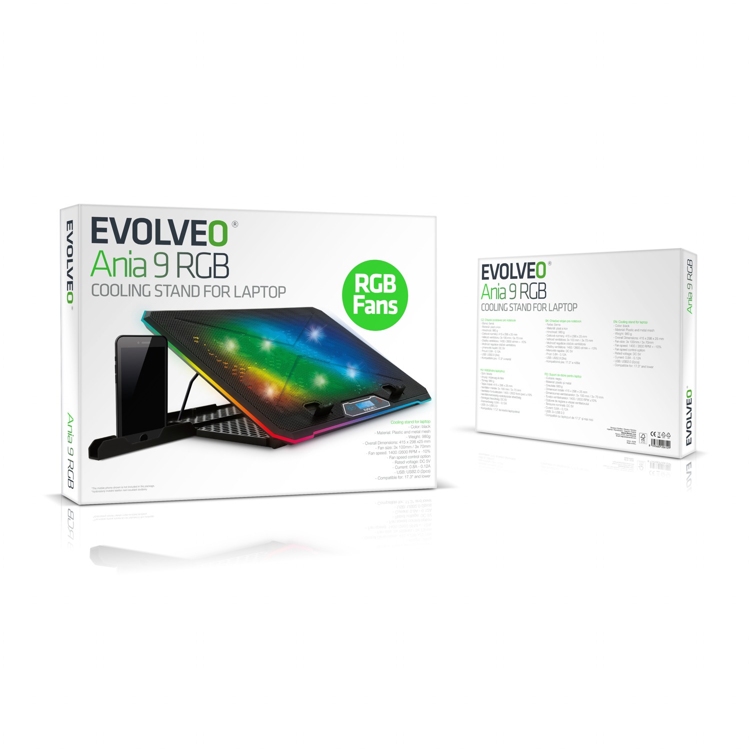 EVOLVEO Ania 9RGB, chladící podložka pod notebook