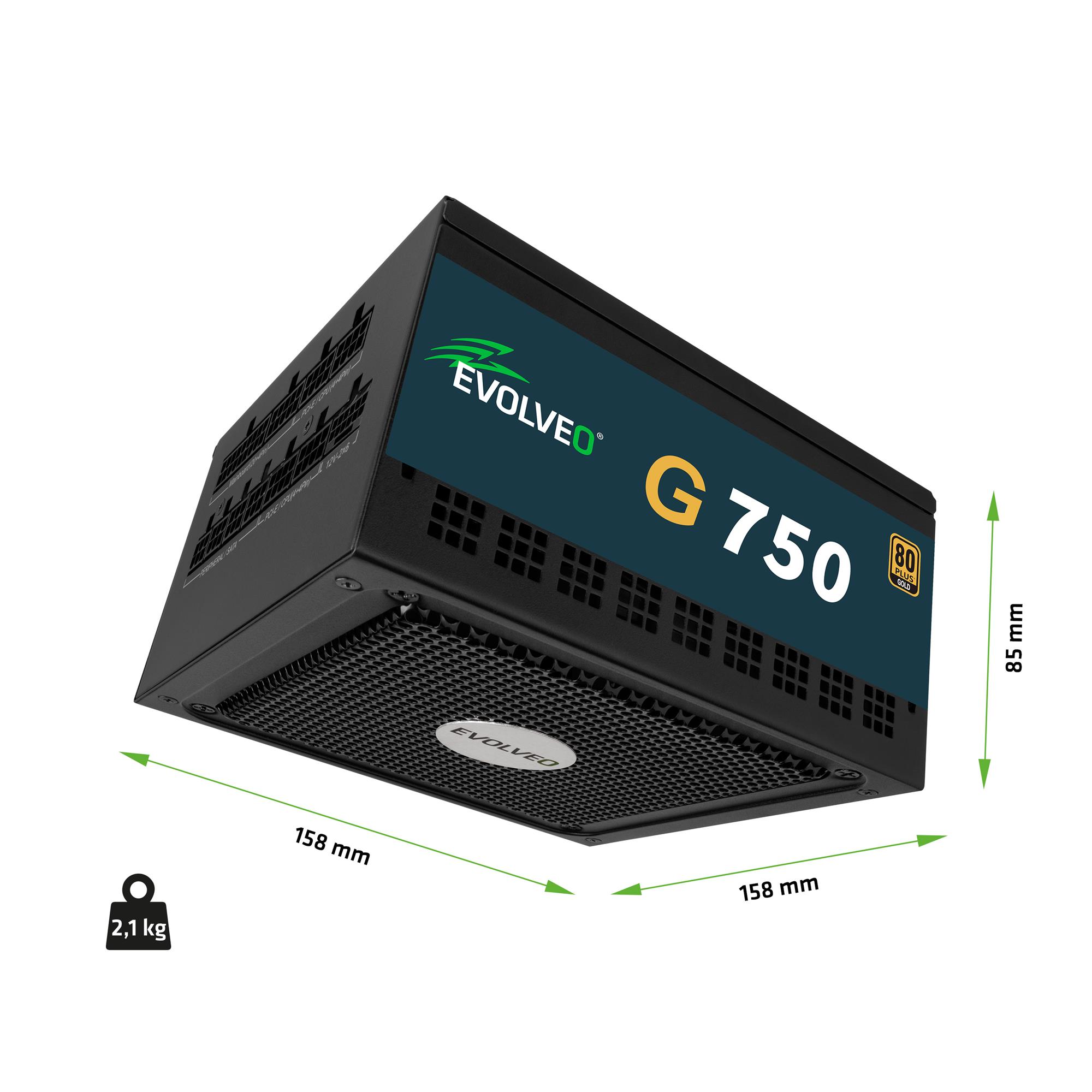EVOLVEO G850, zdroj 850W, 80+ GOLD, ATX 3.1, PCIe 5.1, Modulární