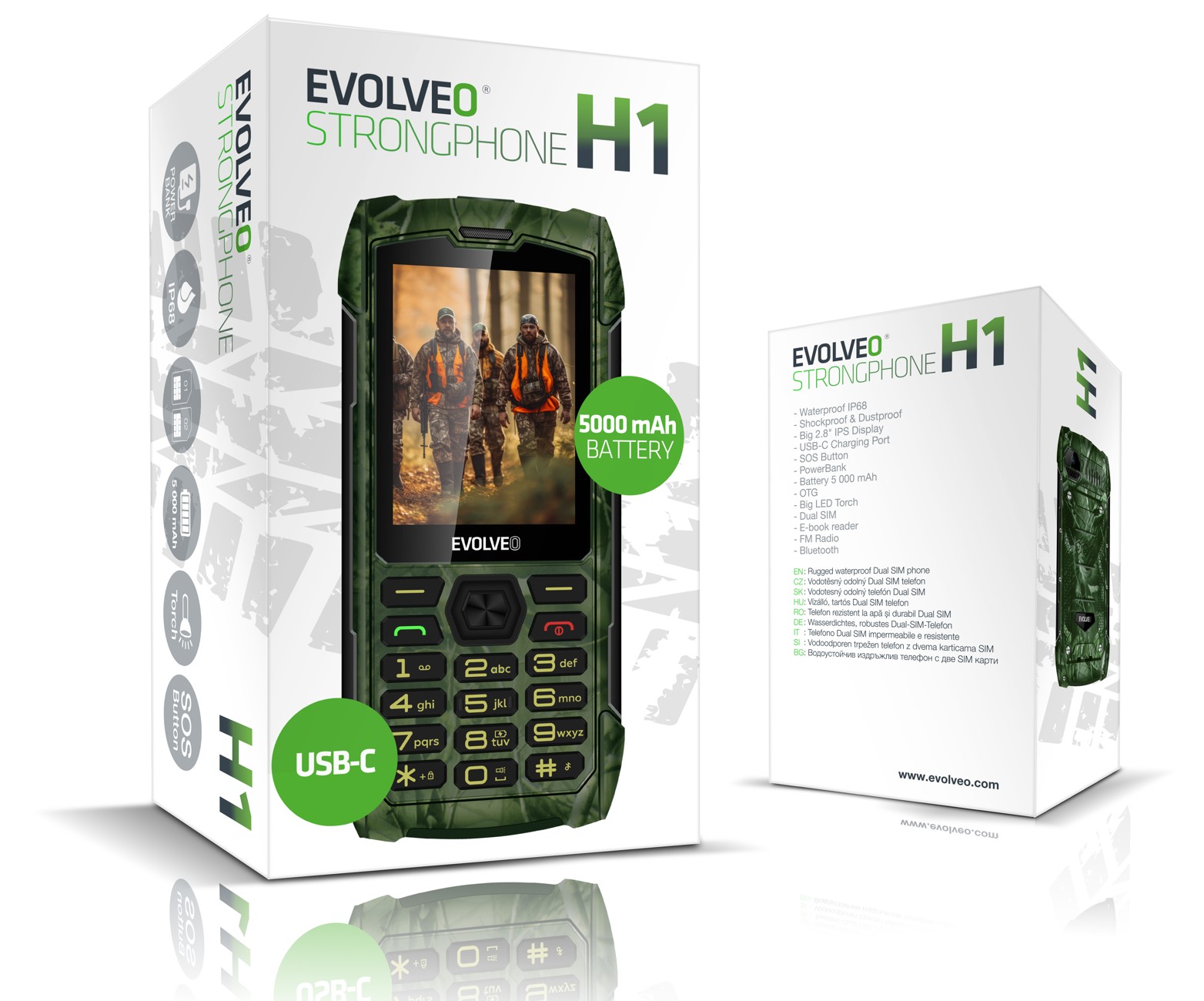 EVOLVEO StrongPhone H1 v poľovníckom maskovaní