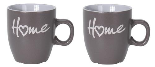 Excellent Houseware Hrnek keramika, sada 2 ks, 150 ml, tm. šedá