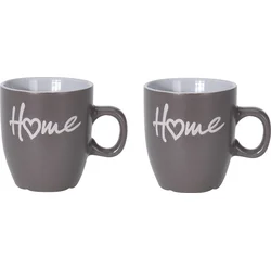Excellent Houseware Hrnek keramika, sada 2 ks, 150 ml, tm. šedá