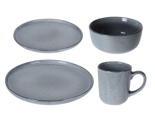 Excellent Houseware Jídelní sada talířů MANHATTAN 16 ks, šedá 