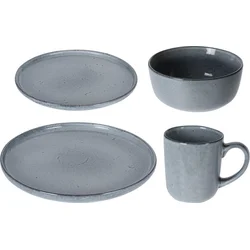 Excellent Houseware Jídelní sada talířů MANHATTAN 16 ks, šedá 