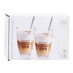 Excellent Houseware Poháre na Latte Macchiato s lyžičkou, sada 4, 300 ml