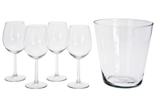 Excellent Houseware Sada 5 chladiacich pohárov na víno, 430 ml