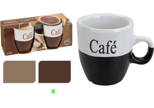 Excellent Houseware Šálek na kávu kamenina, sada 2 ks, 150 ml, hnědá