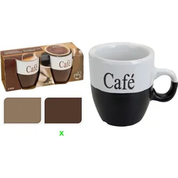 Excellent Houseware Šálek na kávu kamenina, sada 2 ks, 150 ml, hnědá
