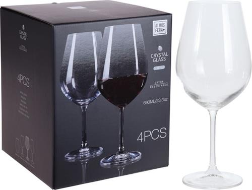 Excellent Houseware Sklenice na červené víno Crystalline, sada 4 ks, 690 ml