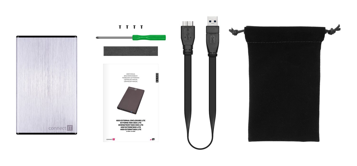 Externý box CONNECT IT LITE pre HDD 2,5" SATA, USB 3.0 strieborný