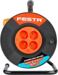 FESTA Kabel prodlužovací na bubnu 25m 4zásuvka 3x1.5mm IP20 MAX 3680W