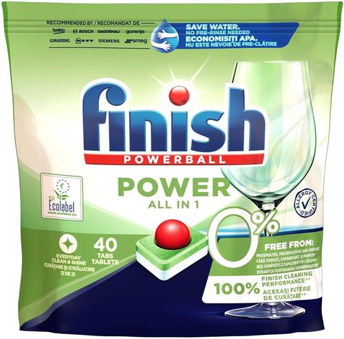 Finish 0 % tablety do myčky nádobí 40 ks