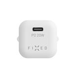 FIXED Mini sieťová nabíjačka s výstupom USB-C a káblom USB-C/Lightning, podpora PD, 1 meter, MFI, 20 W, biela
