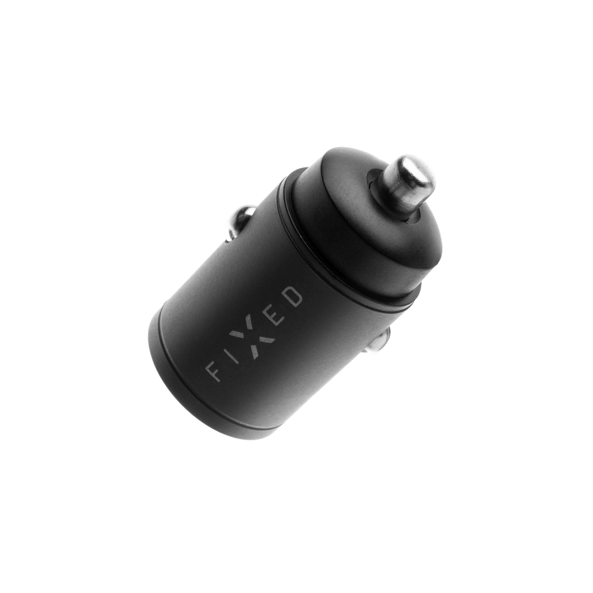 FIXED nabíjačka do auta s výstupom 2xUSB-C v miniatúrnom vyhotovení, podpora PD, 30 W, čierna