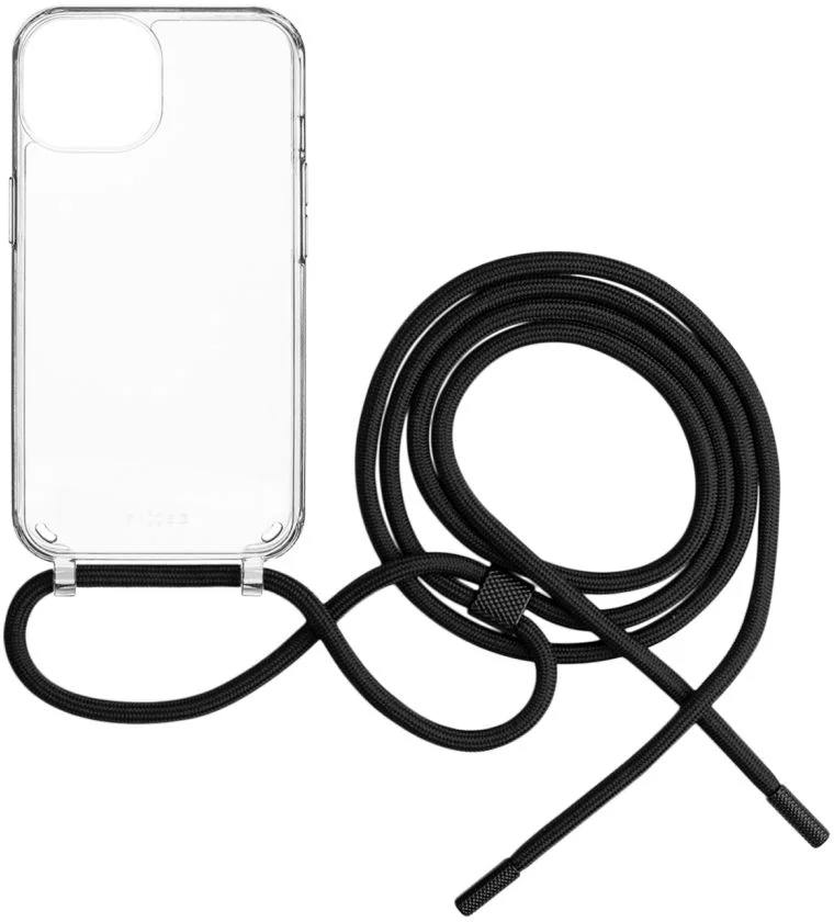 FIXED Pure Neck puzdro s čiernou šnúrkou pre Apple iPhone 15 Plus