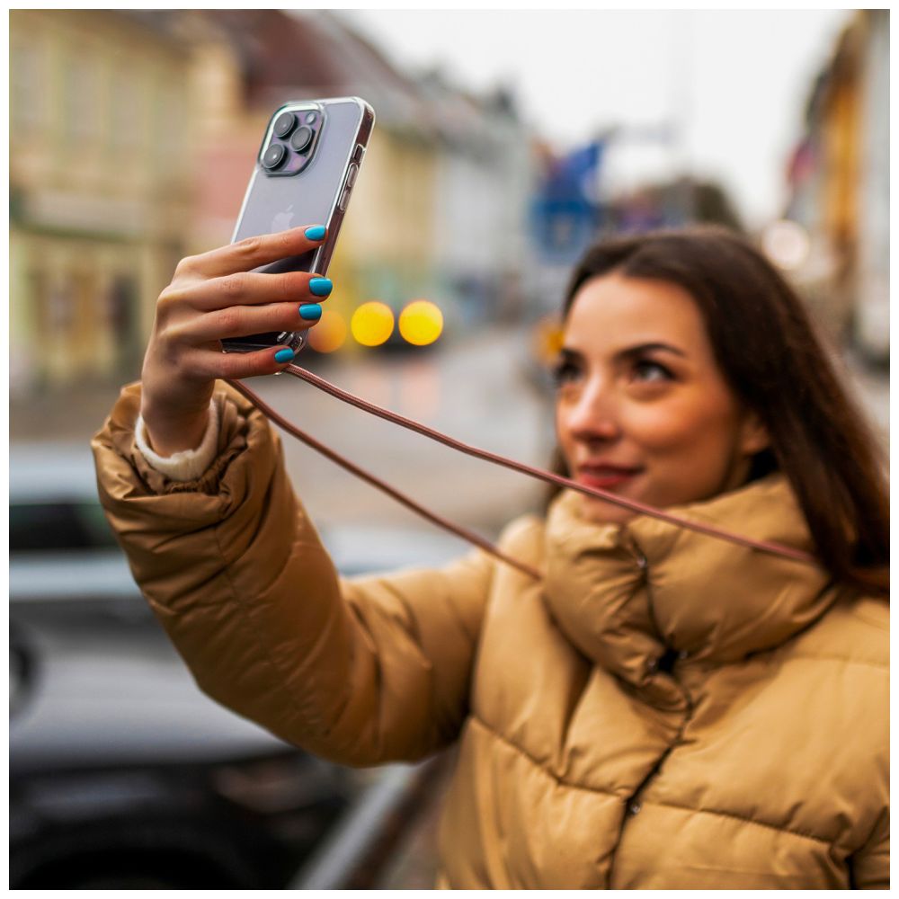FIXED Pure Neck puzdro s ružovou šnúrkou pre Apple iPhone 15 Plus