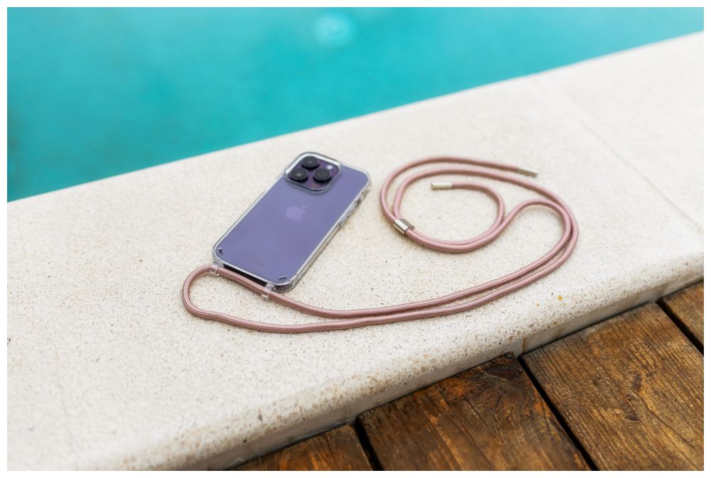 FIXED Pure Neck puzdro s ružovou šnúrkou pre Apple iPhone 15 Pro