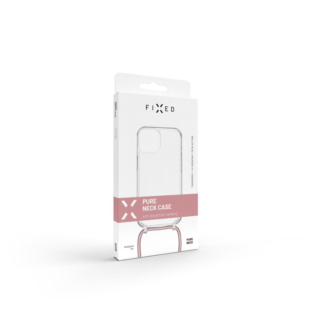FIXED Pure Neck puzdro s ružovou šnúrkou pre Apple iPhone 15 Pro