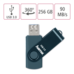 Flash disk Hama USB 3.0 Rotate, 256 GB, 70 MB/s, petrolejovo modrý