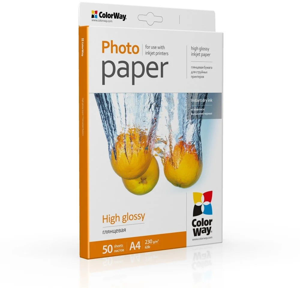 Fotografický papier ColorWay s vysokým leskom, 230 g/m2, A4, 50 listov