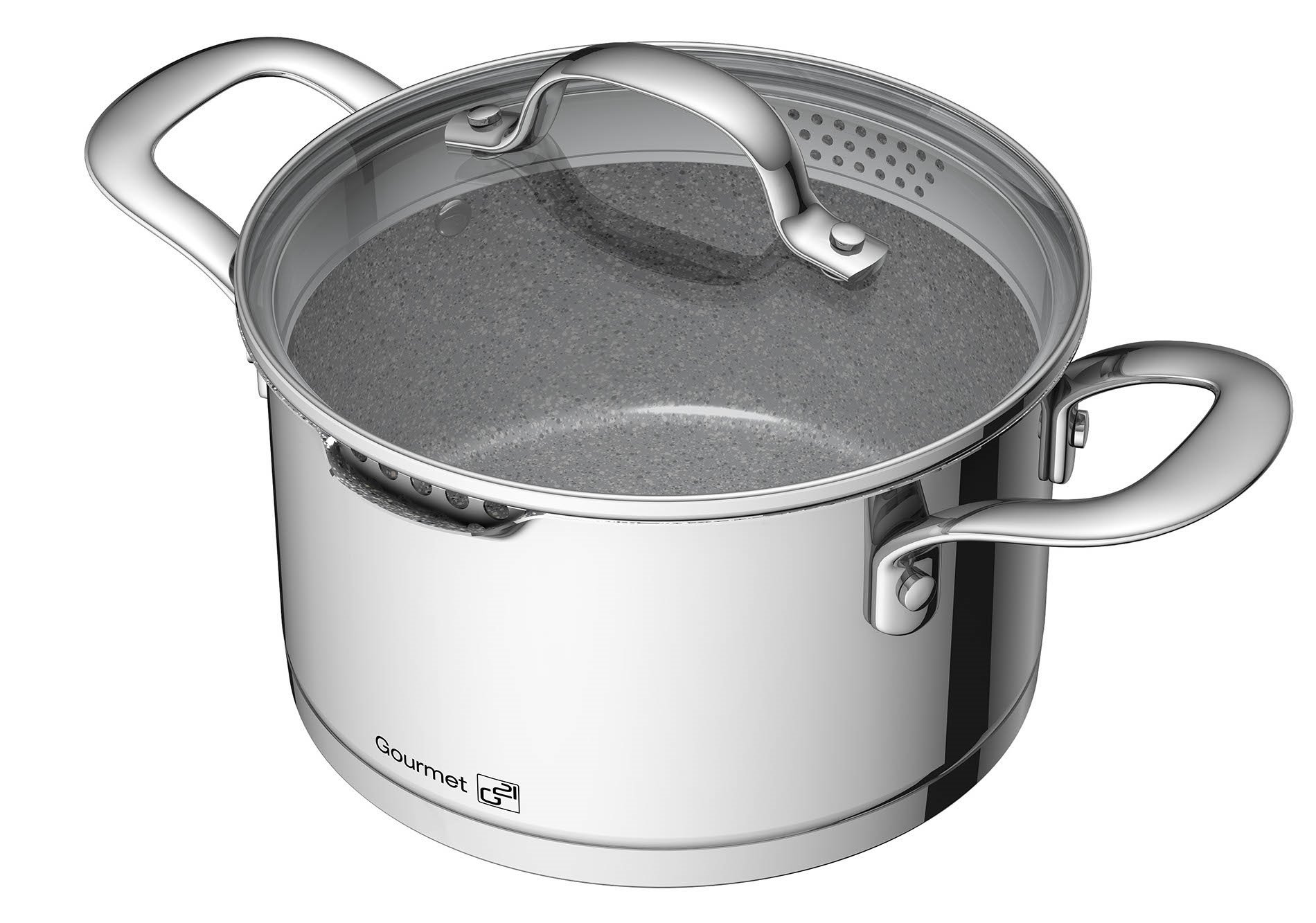 G21 Súprava riadu Gourmet Miracle s cedníkom, 9 dielov, nerez/greblón G21-004NG