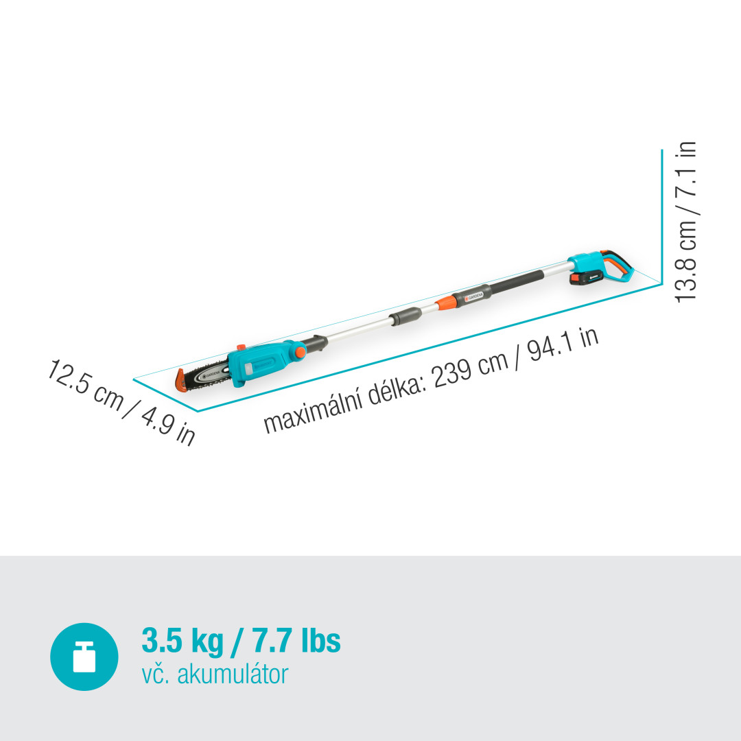 Gardena 14770-20 Aku teleskopická vyvětvovací pilka TCS 20/18V P4A - sada