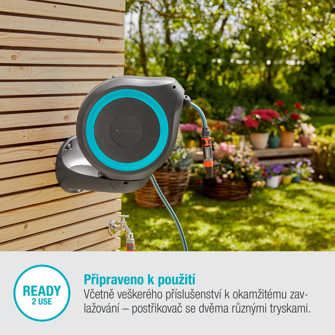 Gardena 18610-20 nástenný box na hadicu RollUp M tyrkysová