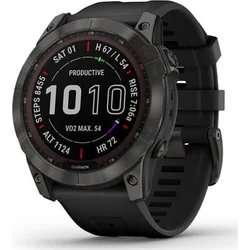 Garmin fenix 7X Sapphire Solar, Titan Carbon Gray/ Black Silicone Band