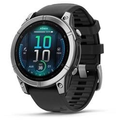 Garmin fenix® E – 47 mm, AMOLED, nerezová ocel, černý silikonový řemínek