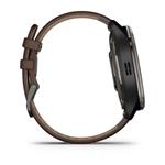 Garmin Venu 2 Plus, nerezová luneta Slate, pouzdro Slate, hnědý kožený řemínek