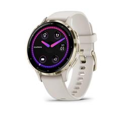 Garmin Venu 3S, Nerezová luneta Soft Gold, pouzdro Ivory, silikonový řemínek