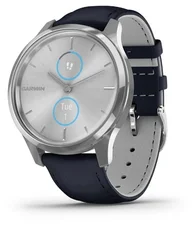 Garmin vivomove® Luxe, Silver s tmavomodrou farbou talianskym koženým pásikom 010-02241-20