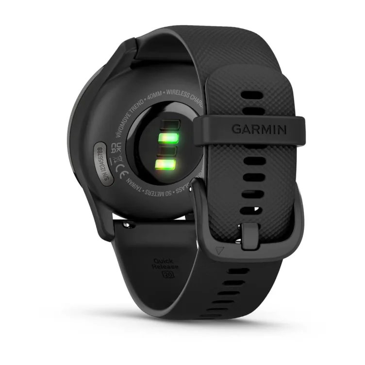 Garmin vivomove Trend, Nerezová luneta Slate, silikonový řemínek