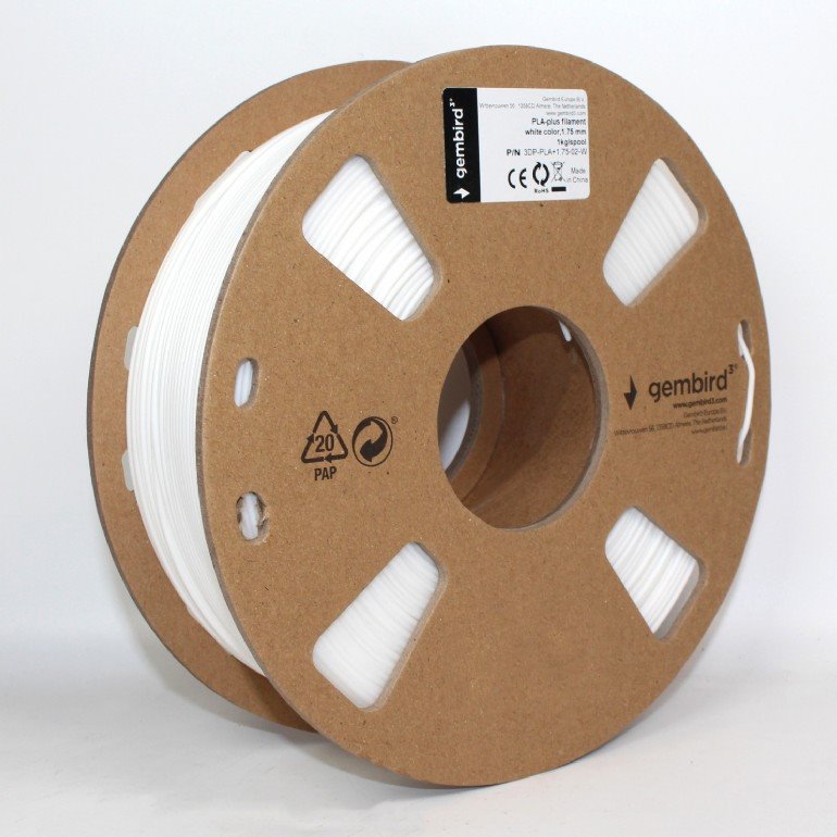 Gembird filament PLA 1.75mm 1kg, biela 3DP-PLA1.75-01-W
