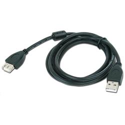 GEMBIRD Kabel USB 2.0 A-A prodlužovací 1,8m Premium (černý, ferit)