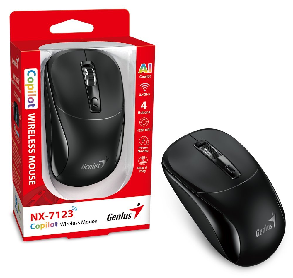 GENIUS NX-7123 Black/ 1200 dpi/ bezdrôtový/ Copilot/ 4-tlačidlový/ čierny