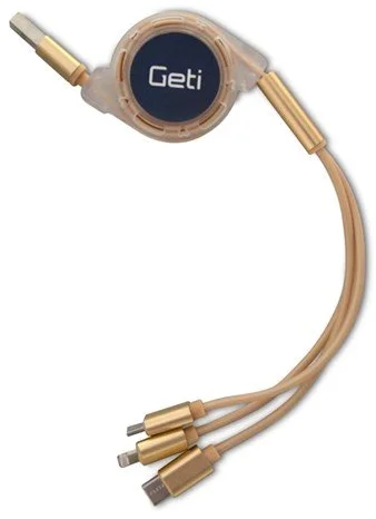 Geti kábel GCU 05 USB 3v1 zlatý samonavíjací