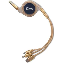 Geti kabel GCU 05 USB 3v1 zlatý samonavíjecí