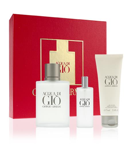 Giorgio Armani Acqua di Gio Pour Homme EdT 100ml EdT 15ml SG 75ml - darčeková krabička