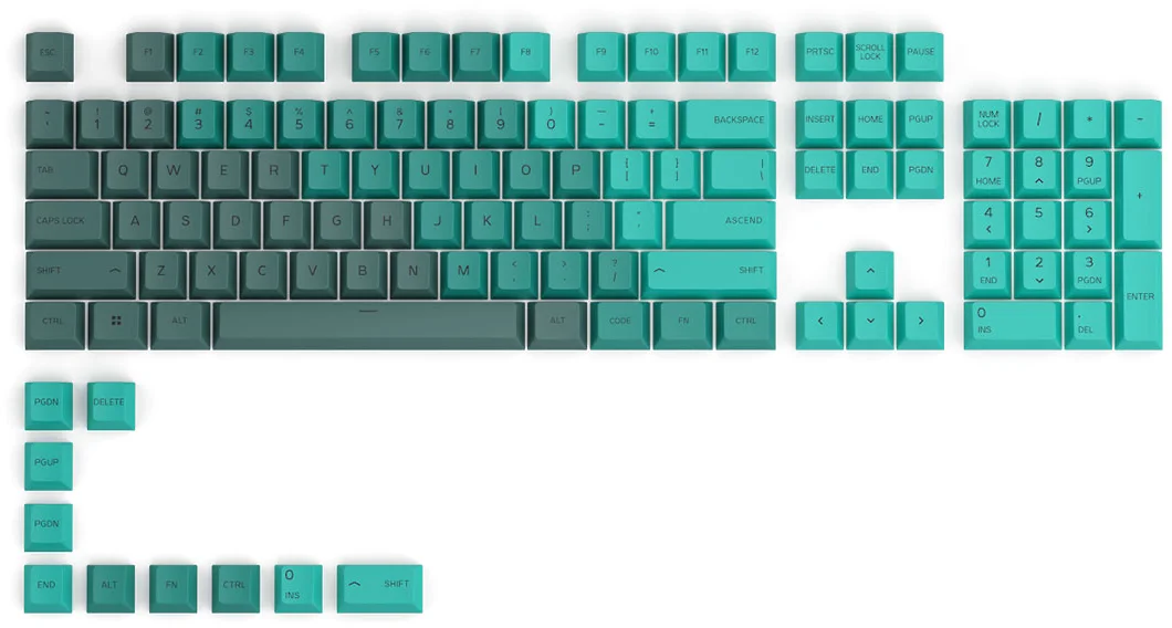 Glorious GPBT Keycaps - 114 PBT Keycaps, ANSI, US-Layout, Rain Forest