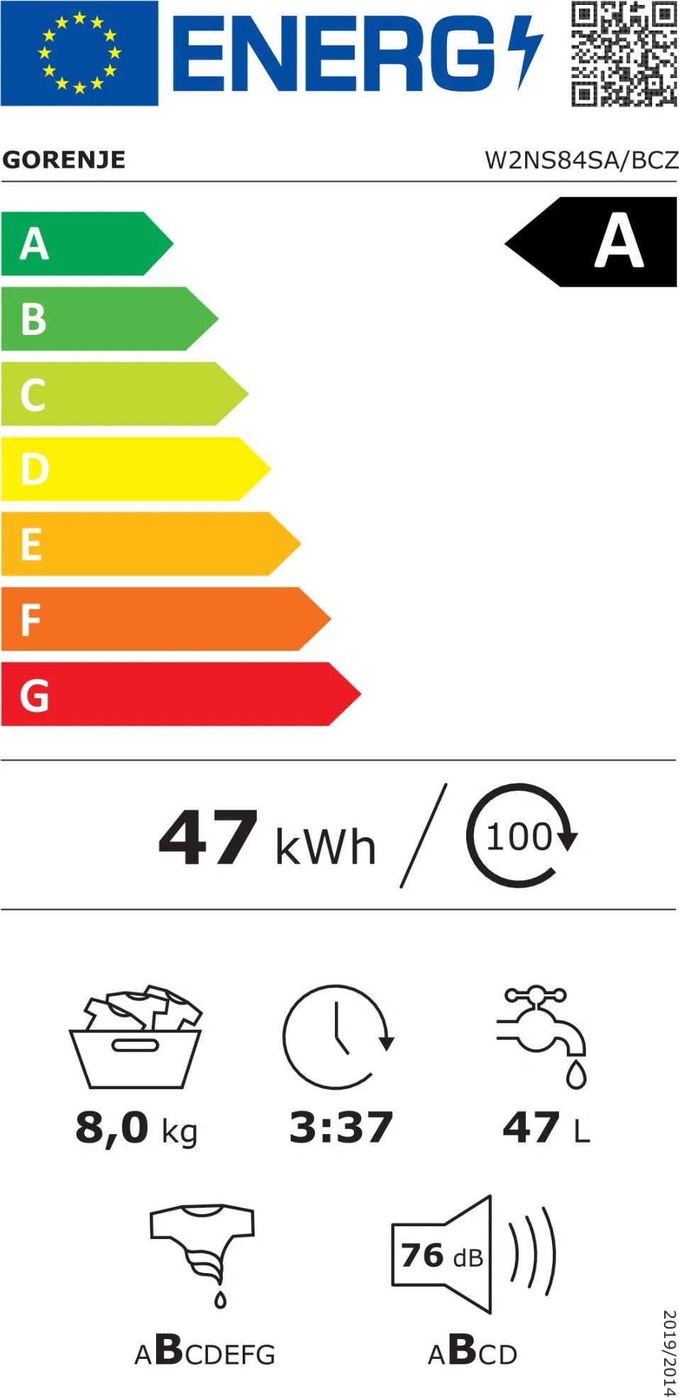 Gorenje W2NS84SA/BCZ