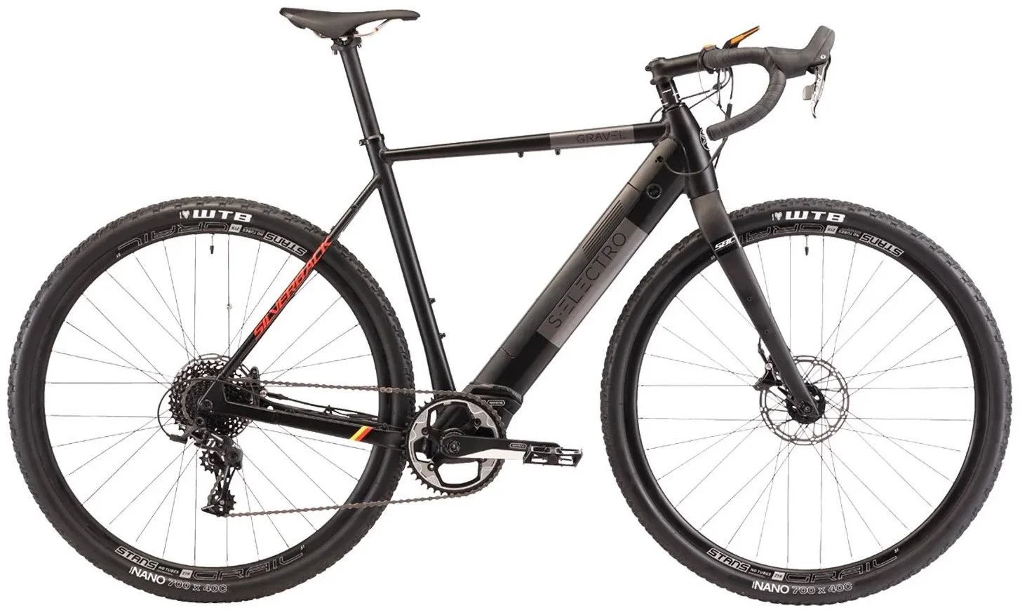 Gravel elektrokolo SILVERBACK S-Electro GR - 21"/L - Matt Black/Gloss Metallic Charcoal/Hot Red
