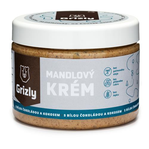 GRIZLY Mandlové máslo s kokosem a bílou čokoládou 500 g