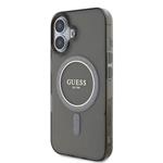 Guess IML Glitter Ring MagSafe Zadní Kryt pro iPhone 16 Black